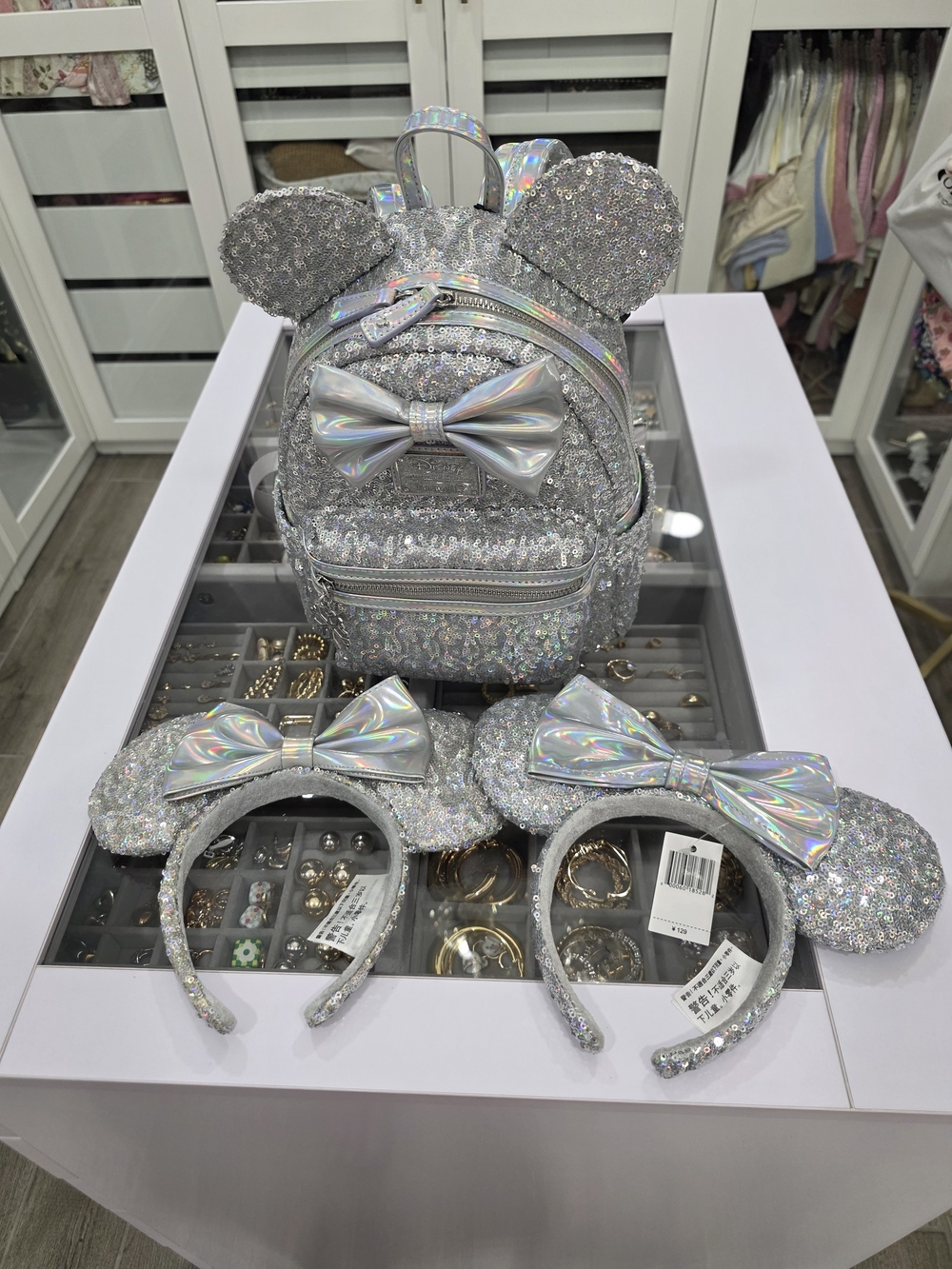 NWT Loungefly Iridescent Backpack- Includes 2 Matching Disney Ears FREE